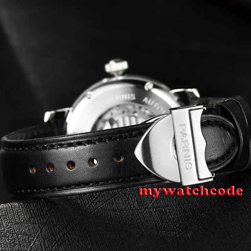 Мужские автоматические наручные часы Parnis P616 с белым циферблатом 41 мм|wristwatch