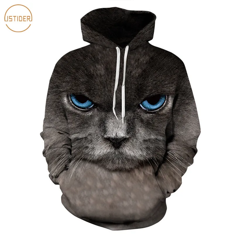 Buy ISTider Men Dark Gray Cat Hoodies Hoody Women 3D