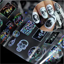 Хэллоуин украшения красоты ногтей наклейки клейкий трансферный 3D череп Переводные картинки советы высшего качества