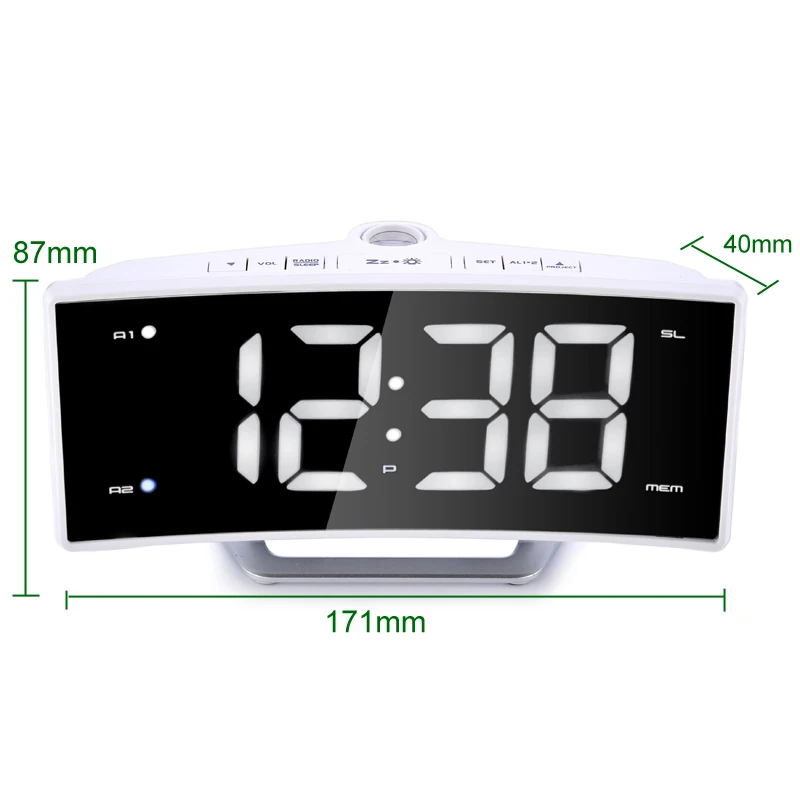 FM Radio Alarm Clock LED Digital Electronic Table Projector Watch Desk Nixie Projection Clock With