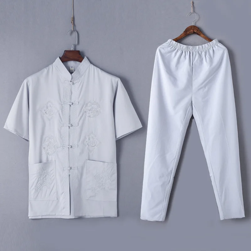 mens cotton linen kung fu shirt uniform black uniforms traditional chinese clothing for men cotton hanfu tai chi tops pants