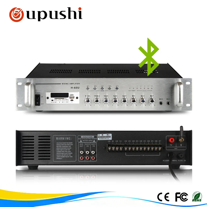 

Oupushi professional constant pressure amplifier have 5 zone with swithch control with 2 microphone input L