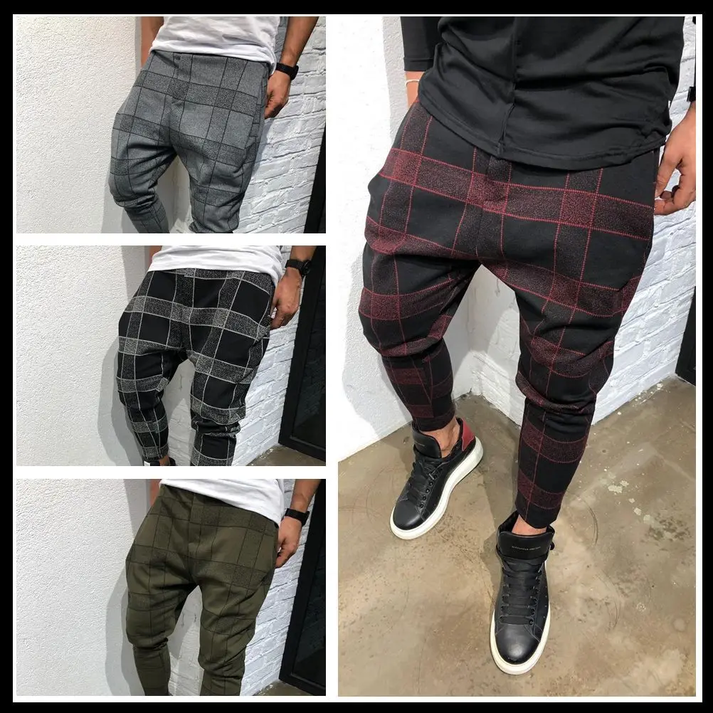 

2019 Design New Summer Sport Pants Men Square Lattice Sweatpants 3D Digital Printing Trousers Gym Jogging Pants Men