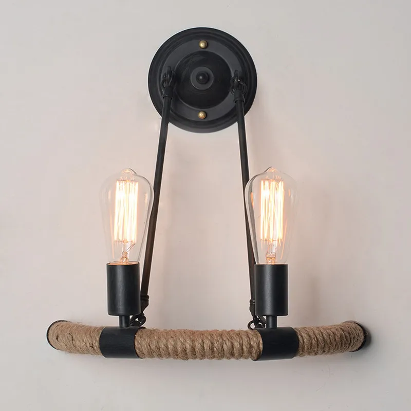 Loft Vintage Braided Hemp Rope Wall Lamps Hand Woven Rope Lamp Wall