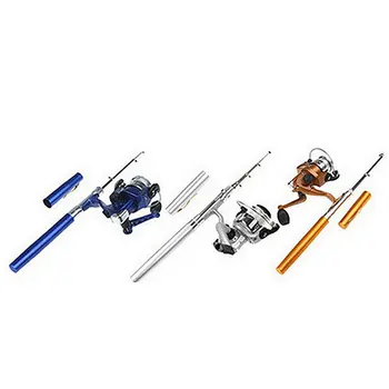 

High Fishing Rod Pole Pen Shape Reel Wheel Mini Portable Telescopic Durable Aluminum Alloy DOG88
