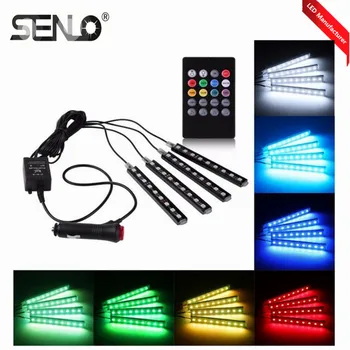 

Hot Selling 9 Bulbs RGB Car Interior LED Lights Brilliant Flexible LED Strip Lights Controlled LED Atmosphere Lamps For Car Auto