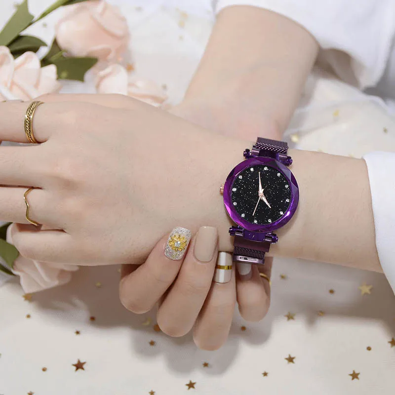 

Starry Sky Masonry Watch Mesh Magnet Strap Buckle Stainless Luxury Watch XIN-Shipping
