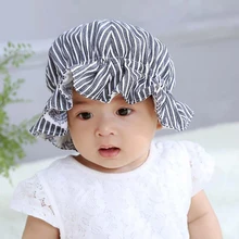 Kids Bucket Hat Summer Sweet Princess Hollow Stripe Hats Baby Girls Lace-up Bonnet Kids Flower Fisherman Cap