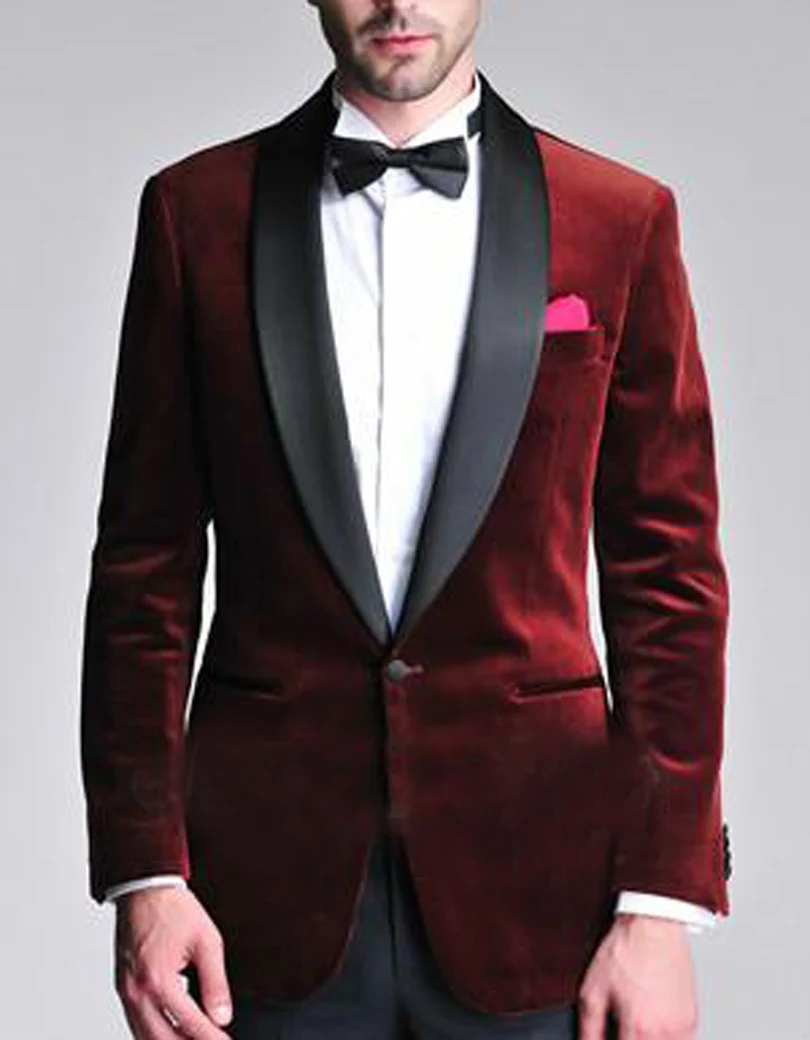 dark red velvet suit