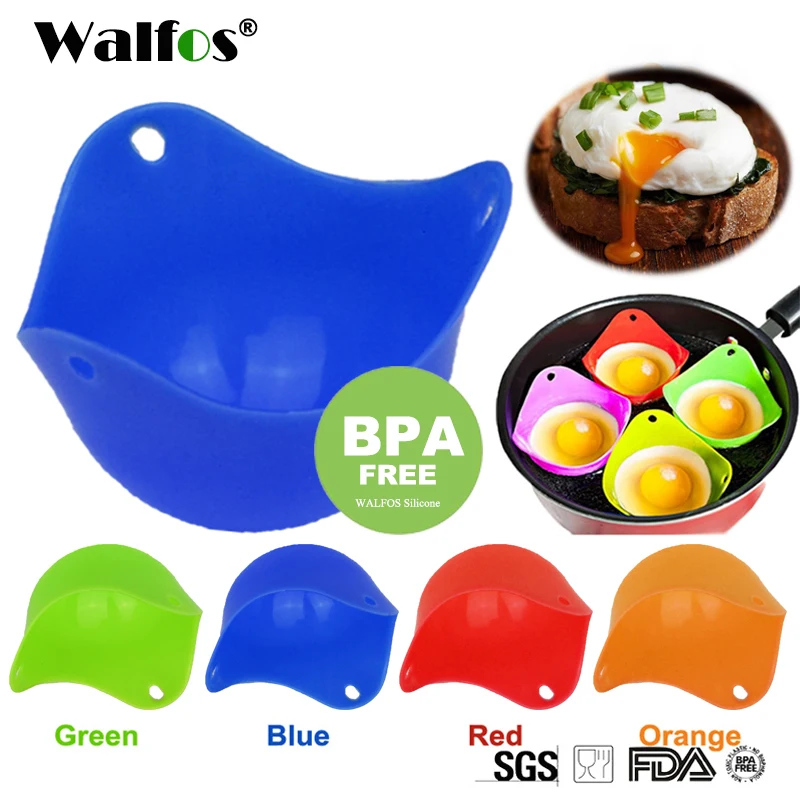 

WALFOS FOOD GRADE Flexibe Silicone Egg Poacher Cook Poach Pods Kitchen Tool Baking Poached Cup Egg Kitchen Cooking Tools