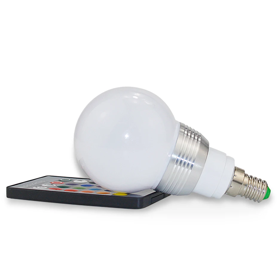 E27 E14 светодиодная RGB лампа 16 цветов меняющая AC85 265V Светодиодная с регулируемой