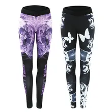 Daddy Chen, женские спортивные Леггинсы, крутые, с принтом черепа, спортивная одежда, для тренировок, для спортзала, брюки, градиентный цвет, эластичные колготки для йоги
