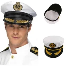 Vintage Adult Party Fancy Dress Unisex White Adjustable Skipper Sailors Navy Captain Boating Military Hat Cap