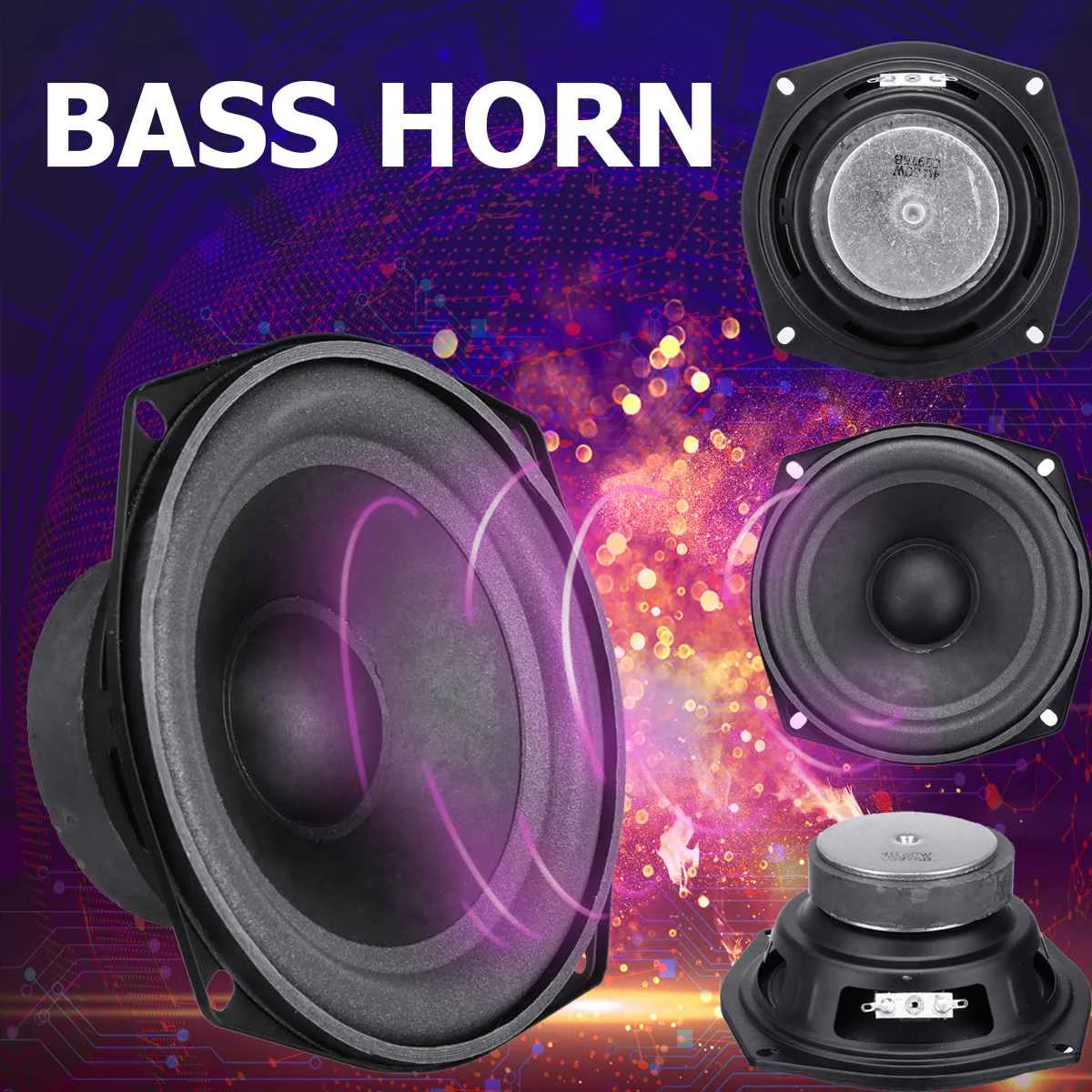 

2PSC DIY Strong Bass Horn 5.25'' Speaker Accessories 30W Subwoofer Sound Box Update Vehicle Door Audio Stereo Loudspeaker