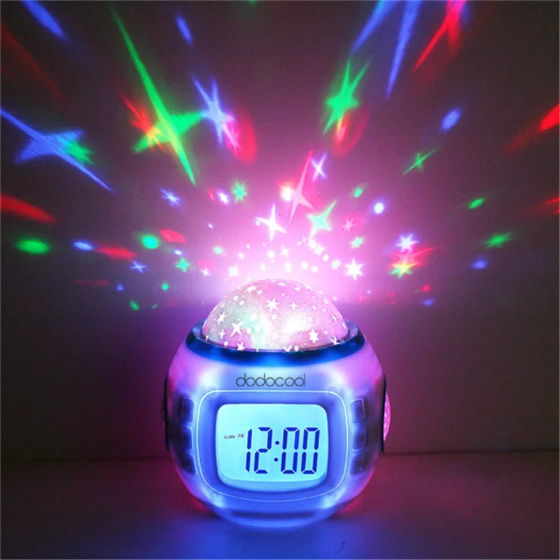 

1pcs Music Clock Sky Starry Digital Clock Led Projection Projector Alarm Clock Calendar Night Light for Children Baby Room