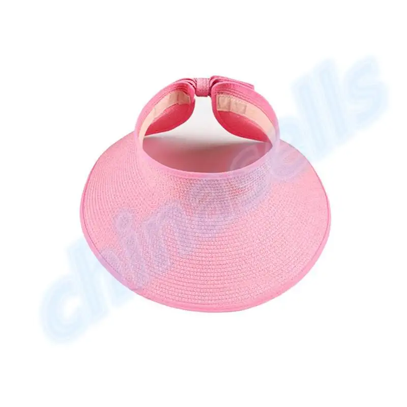 50 шт женские путешествия отдых пляж Пустой Топ шляпы шляпа соломенная шляпа леди лето солнцезащитный складной широкий большой солнцезащитный шляпа - Цвет: Розовый