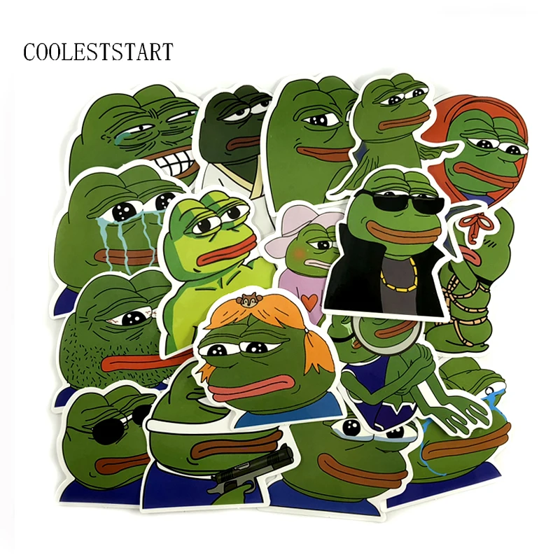 

2 Style 17pcs/Lot Brand Green Sad Frog Stickers For Laptop Luggage Fridge Notebook Skateboard Funny Graffiti Stickers For Kid