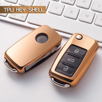 

Gold Protective TPU key Case Shell Cover for VW Golf GTi Polo Jetta Passat