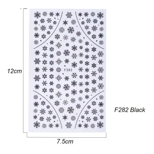 1 шт рождественские 3D наклейки для ногтей Наклейка Снежинка наклейки для ногтей наконечник золотой серебряный ноготь обертывание Маникюр украшения для ногтей TRF267-284-1 - Цвет: F282 Black