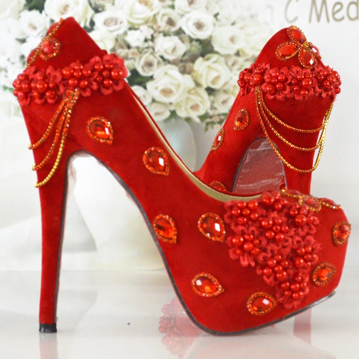 red wedding heels for bride