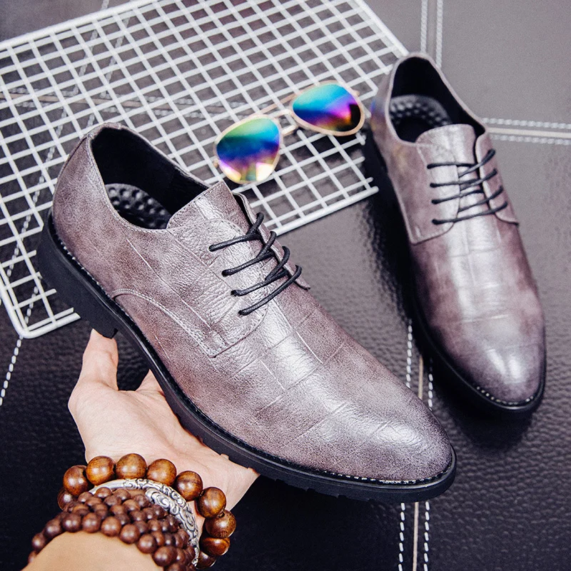 men shoe pointed toe italian formal dress leather silver ballet flats male footwear luxury brand 2017 derby oxford shoes for men (16)