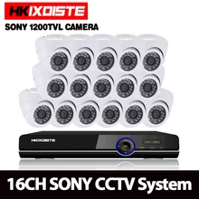 16CH камера видеонаблюдения системы безопасности HD SONY 1200TVL 16 шт. 1.0MP Крытый Купол CTV камера система 16-канальный комплект видеонаблюдения