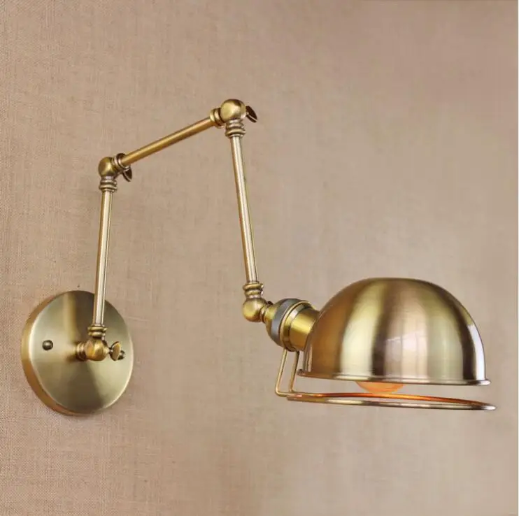 

Industrial style restoring ancient the sole design bedroom modern bronze decoration bar restaurant boutique long arm wall lamp