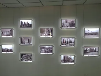 

12PCSXA3 Single Sided Cable Hanging Acrylic LED Light Box Window Display Kits Estate Agent Poster Display Frames