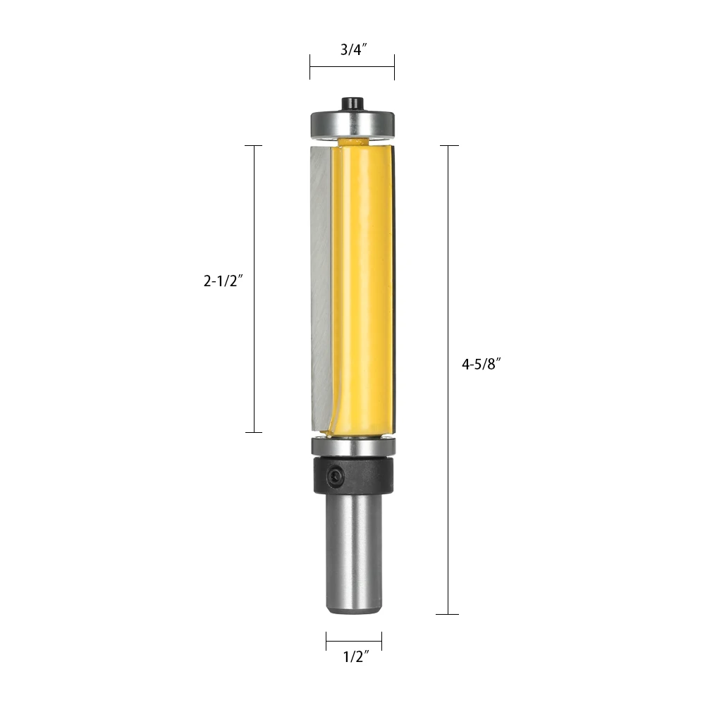 1/" хвостовик шаблон для промывания и подравнивания маршрутизатор бит 2-1/2" Фрезерный резак Топ и нижний подшипник инструмент плотничьи работы, рабочие инструменты
