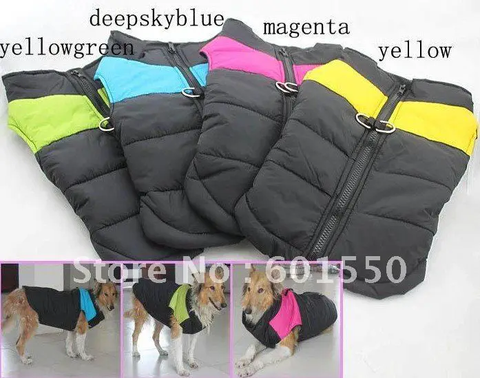 Wholesale New 10pcs/lot 4 colors Large Dog Harness Puffer Vest Coat