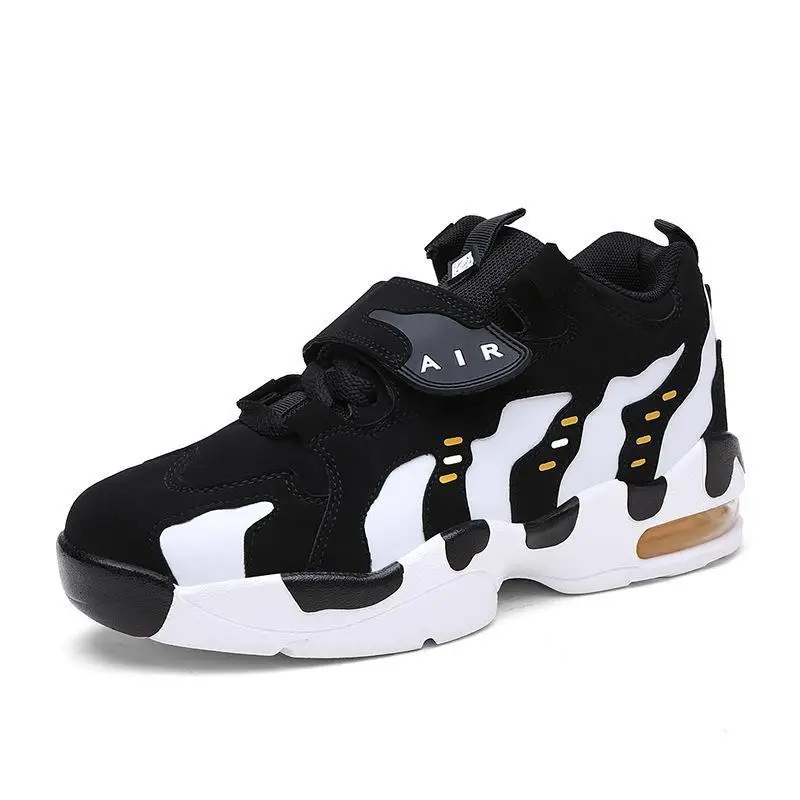 

Outdoor New Arrival Men Rubber Leather Lace-up Dmx Rubber Cotton Fabric Thread Spring High Lifestyle Basketball Shoes