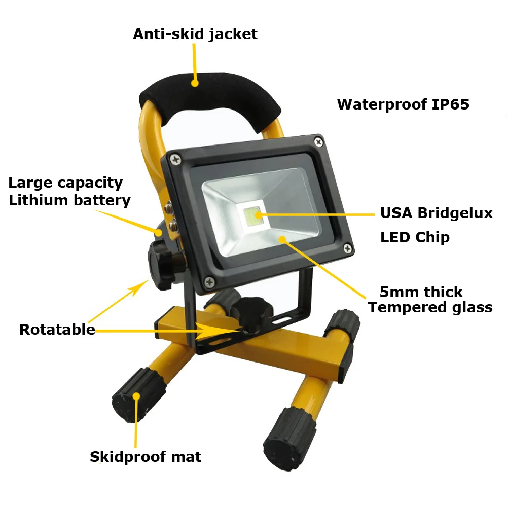 US $26.34 Rechargeable Floodlight 10W 20W 30W 50W LED Flood Light 220V Waterproof Outdoor Portable Spotlight Reflector LED Lights Lamp