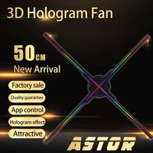 50 см 3D Голограмма вентилятор 3D Голограмма дисплей голографический рекламный светильник wifi приложение управление голографический эффект индивидуальный дисплей