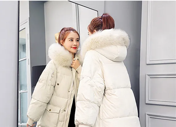 Женский пуховик с капюшоном большого размера, хлопковый Корейский зимний длинный теплый толстый Хлопковый жакет, новое хлопковое пальто с длинными рукавами