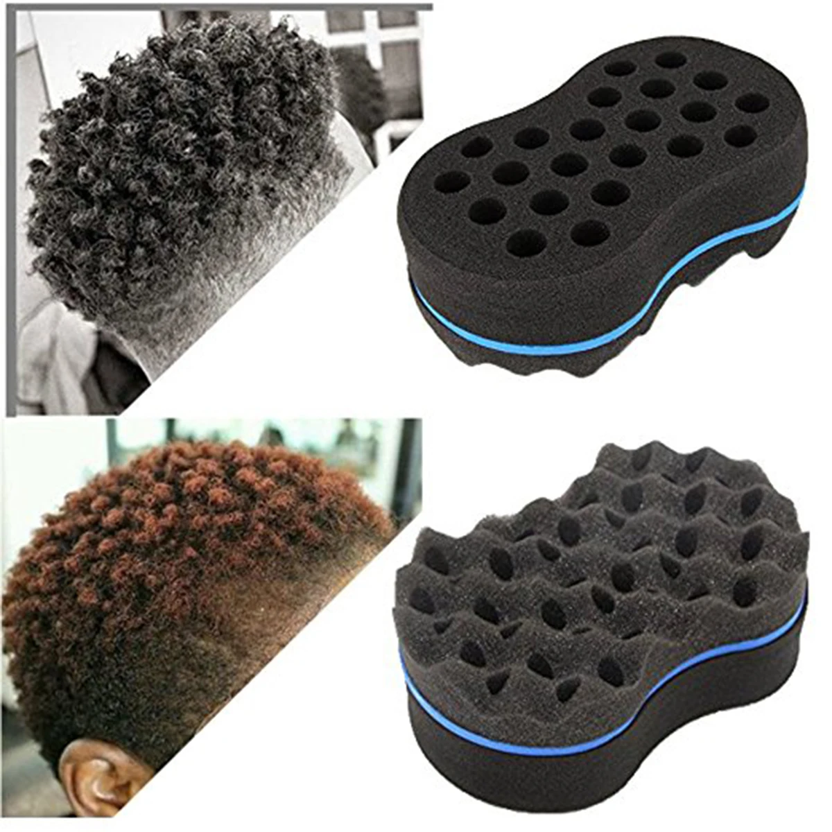

Double Sided wave-shaped Sponge Brushes multi-holes Side Braid Twist Hair Curl Wave Hair Sponge Brush Hair Styling Tools