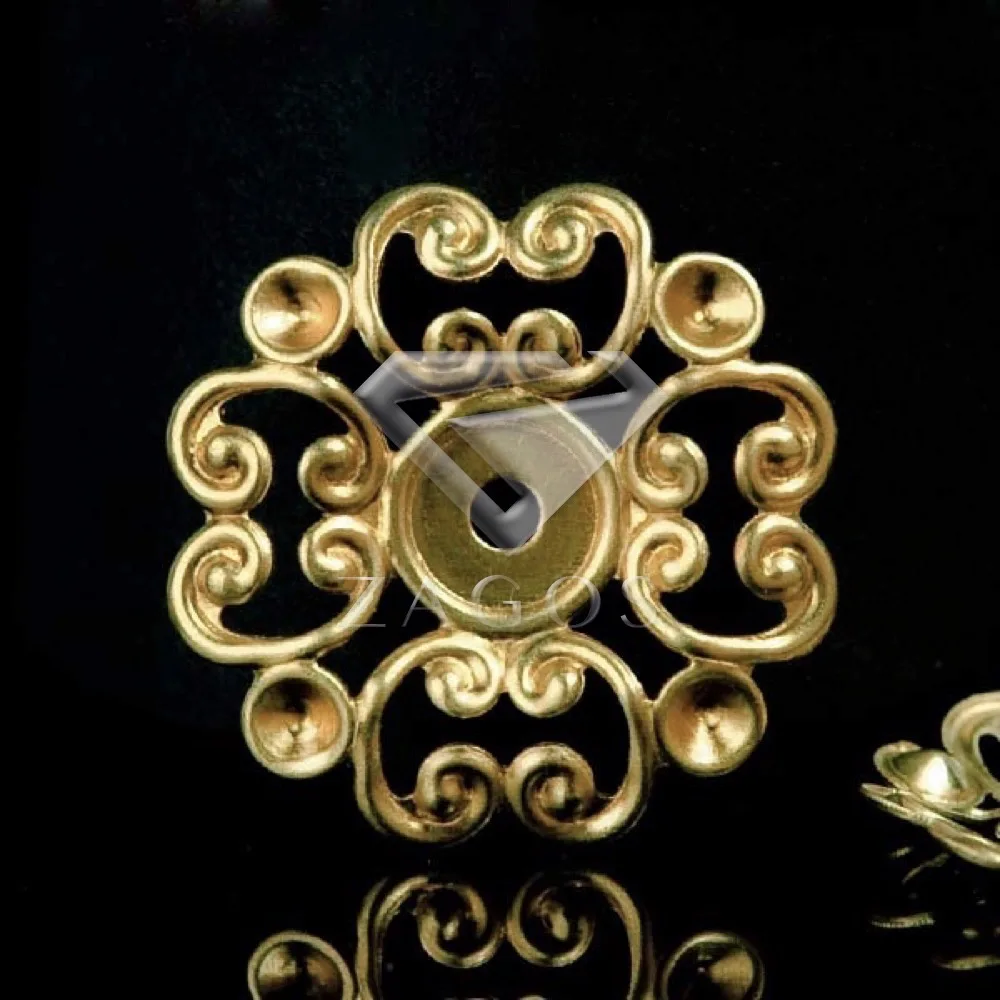 20Pcs Brass Filigree Fower Links DIY Cameo Cabochon Flatback Settings MB0546