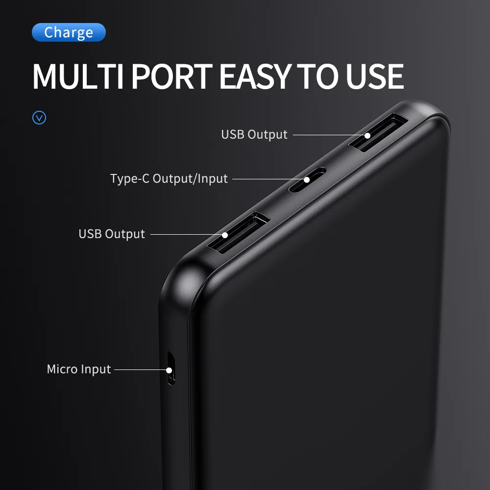 ROCK Power Bank ультратонкое портативное зарядное устройство 10000 мАч Универсальное