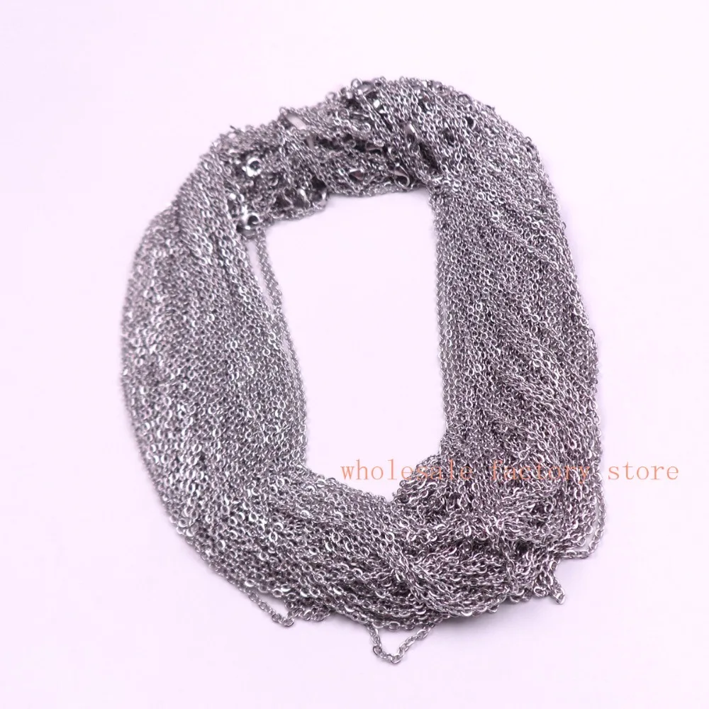 

wholesale 100pcs/ lot stainless steel 2mm/ 3mm Flat joint Oval Chain Jewelry DIY Jewelry Finding Marking 18 inch-32 inch