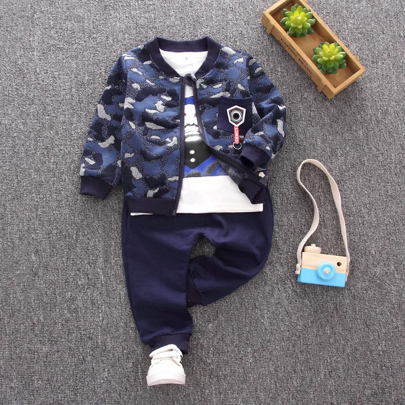 

BibiCola Chidren Kids Boys Clothing Set Autumn Winter 3 Piece fashion Cardigan +tops +pants Suits Fall Cotton Baby Boys Clothes