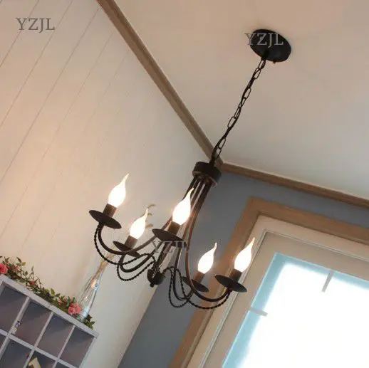

American Mediterranean lamp chandeliers Korean rural restaurant lighting chandelier simple modern children bedroom candle light