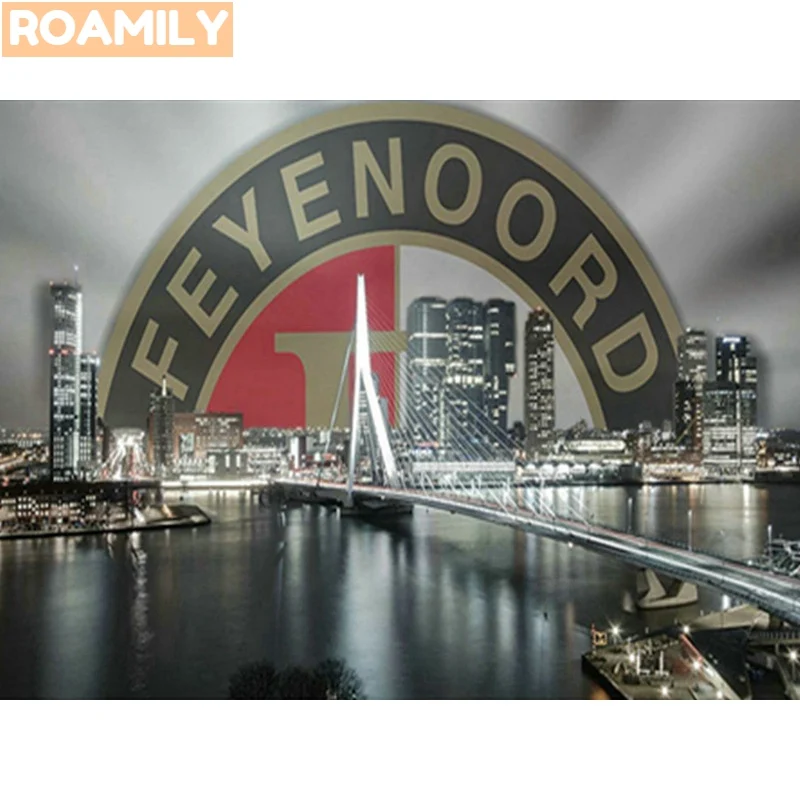 ROAMILY, 5D алмазная живопись Feyenoord, Ajax, футбольный город, алмазная вышивка крестиком, полная квадратная/круглая дрель, DIY домашний декор - Цвет: 0524la4