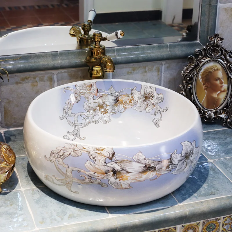 Europe style China Handmade Lavabo Washbasin Artistic Bathroom Sink