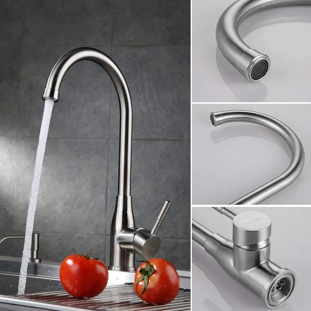 

MOIIO Brushed Nickel Kitchen Sink Faucet Brass Mixer Tap/Faucet for Bar Sink with Swivel Spout Aerator Sprayer