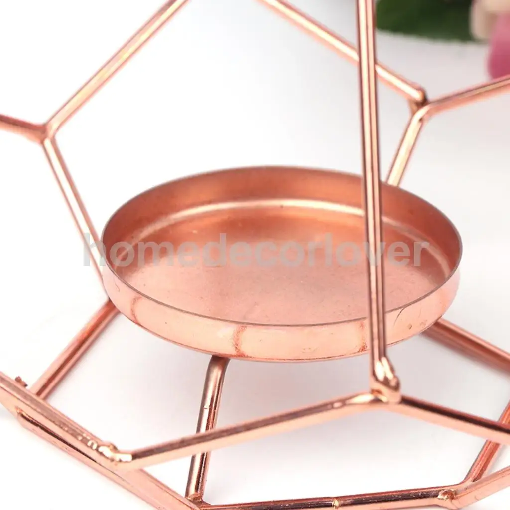 Geometric Diamond Shaped Alloy Framed Tea Light Candle Holder Candlestick for Cafe Bar Hanging Decor Photo Props