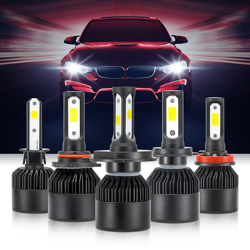 лампочки h4 Авто H7 светодио дный фары H4 головного света 12 В 6500 К 8000LM COB лампы