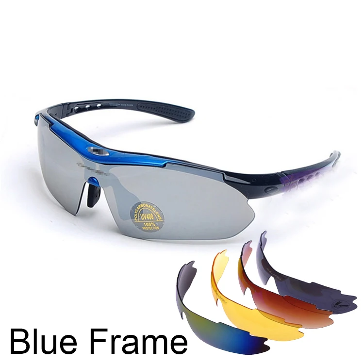 Поляризационные велосипедные очки, очки с защитой от уф400 лучей, mtb велосипедные солнцезащитные очки для мужчин и женщин, очки для бега и мотокросса - Цвет: Синий