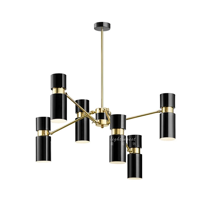 

Ditoon Postmodern Led Chandelier Designer'S Lighting Fixture Living Room Bedroom Metal Lamp Cylinder Luminaire Black Gold Luster