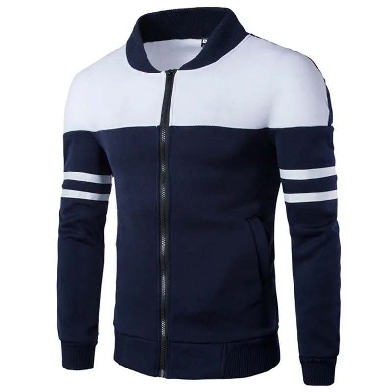 LeeLion флисовые зимние куртки мужские модные Лоскутные бомберы жакет молния кардиган пальто Весенняя ветровка повседневная одежда - Цвет: Navy Blue