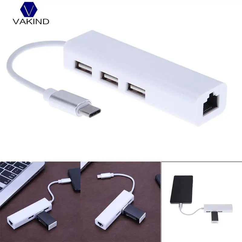 Тип-C USB2.0 концентратор переходник разветвитель с RJ45 Порты и разъёмы 100 м RJ45 Кабель сетевой карты Extender хаб для ПК ноутбук