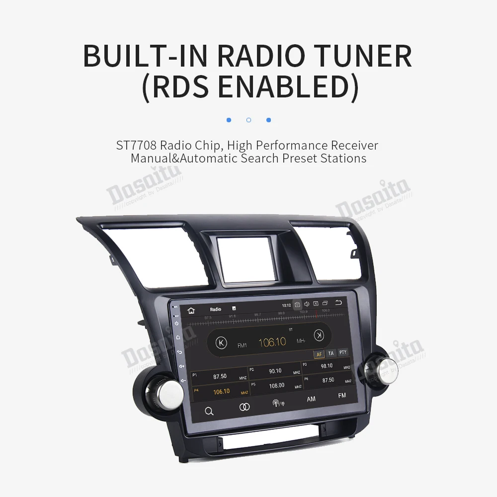 Cheap Dasaita 10.2" IPS Android 9.0 Car Multimedia for Toyota Highlander Radio 2009 2010 2011 2012 Octa Core Navigation GPS BT 4G RAM 12